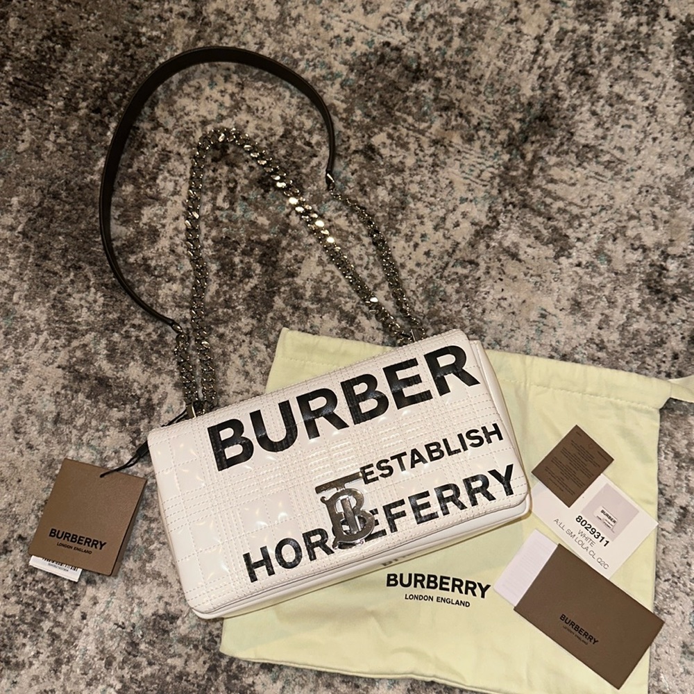Burberry Limited Patent Quilted Horseferry Print Small Lola Bag in White NWT - Picture 3 of 17
